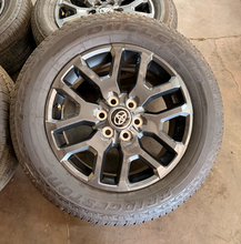 Load image into Gallery viewer, Set of OEM Takeoff '22-'26 Toyota Tundra Dark Charcoal Rims 265/60R20 Tires LT