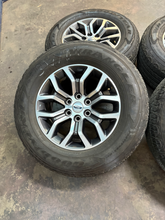 Load image into Gallery viewer, OEM '05-'26 Ford F150 18" Dark Grey Machined Used Rims 275/65R18 Goodyear HT LT