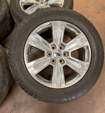 Load image into Gallery viewer, Set of 4 Used 20" '05-'26 Ford F150 Polished OEM Wheels 275/55R20 Hankook AT2 LT