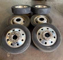 Load image into Gallery viewer, Set of x6 Used OEM '05-'26 Ford F450 F550 ALCOA Wheels on 225/70R19.5 Tires LT