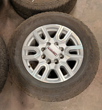 Load image into Gallery viewer, Set of Used 20" '11-'26 GMC Sierra 2500 Silver Machined Rims 275/65R20 Tires LT