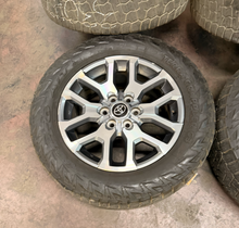 Load image into Gallery viewer, Set of Used '22-'26 Toyota Tundra Grey Machined Rims 275/60R20 Nitto G3 Tires LT