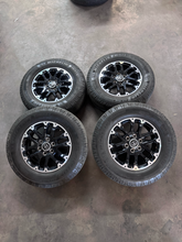 Load image into Gallery viewer, OEM '22-'26 Toyota Tundra 18" Used Black Machined Rims 265/70R18 Michelin LTX LT