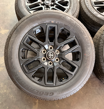 Load image into Gallery viewer, Set of OEM Takeoff '22-'26 Toyota Tundra 20" Black OEM Wheels 265/60R20 Tires LT
