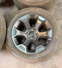 Load image into Gallery viewer, Set of OEM Used '19-'26 RAM 1500 Black Clad Wheels 275/55R20 Bridgestone H/L LT