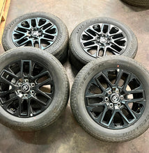 Load image into Gallery viewer, Set of 4 OEM Takeoff '22-'25 Toyota Tundra Black Wheels 265/60R20 Bridgestone LT