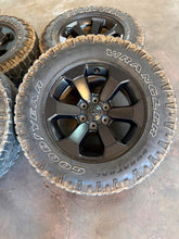 Load image into Gallery viewer, Set of Used '19-'26 RAM 1500 Black Rims 275/70R18 Goodyear Wrangler Duratrac LT