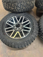 Load image into Gallery viewer, Set of 4 '05-'25 Ford F-250 F-350 Gunmetal Machined Rims on 37/12.50R22 RT Tires