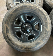 Load image into Gallery viewer, Set of Four Used 17" Black Steel Jeep Wrangler Gladiator Rims 245/75R17 Tires LT