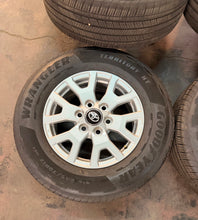 Load image into Gallery viewer, Set of Lightly Used '24-'26 Toyota Tacoma 17" OEM Rims 245/70R17 Goodyear HT LT