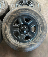 Load image into Gallery viewer, Set of Four Used 17" Black Steel Jeep Wrangler Gladiator Rims 245/75R17 Tires LT