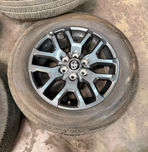 Load image into Gallery viewer, Set of Used 20" '22-'26 Toyota Tundra Dark Charcoal Wheels 265/60R20 Yokohama LT
