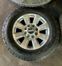 Load image into Gallery viewer, Used Set of 4 20&quot; &#39;05-&#39;24 Ford F250 F350 Polished Rims 275/65R20 Continental LT
