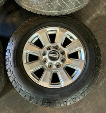 Load image into Gallery viewer, Used Set of 4 20&quot; &#39;05-&#39;24 Ford F250 F350 Polished Rims 275/65R20 Continental LT
