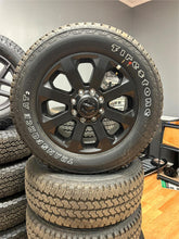 Load image into Gallery viewer, Set of OEM Takeoff &#39;05-&#39;25 RAM 2500 3500 20&quot; Black Rims 285/60R20 Firestone AT2
