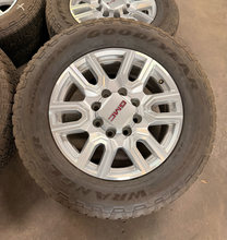 Load image into Gallery viewer, Set of Used 20" '11-'26 GMC Sierra 2500 Silver Machined Rims 275/65R20 Tires LT
