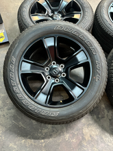 Load image into Gallery viewer, Set of 4 Used '19-'26 RAM 1500 Black 2723 Wheels 275/55R20 Bridgestone Alenza LT
