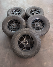 Load image into Gallery viewer, OEM '07-'26 Jeep Wrangler 17" Black Used Rims 285/70R17 BFGoodrich AT Tires LT
