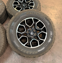 Load image into Gallery viewer, Set of Used '05-'26 Ford F-150 Black &amp; Milled OE Wheels 265/70R18 General ATP LT
