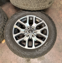 Load image into Gallery viewer, Set of Used '22-'26 Toyota Tundra Grey Machined Rims 275/60R20 Nitto G3 Tires LT
