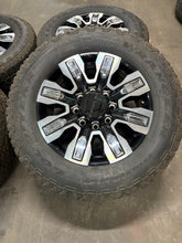Load image into Gallery viewer, Set of Used &#39;11-&#39;24 GMC Sierra 2500 Black Milled Wheels 275/65R20 Goodyear E LT
