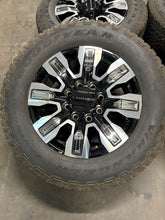 Load image into Gallery viewer, Set of Used &#39;11-&#39;24 GMC Sierra 2500 Black Milled Wheels 275/65R20 Goodyear E LT
