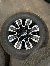 Load image into Gallery viewer, Set of Used &#39;11-&#39;24 GMC Sierra 2500 Black Milled Wheels 275/65R20 Goodyear E LT
