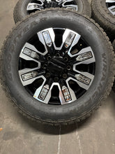 Load image into Gallery viewer, Set of 4 Used &#39;11-&#39;24 GMC Sierra 2500 Black Milled Rims 275/65R20 Goodyear AT LT
