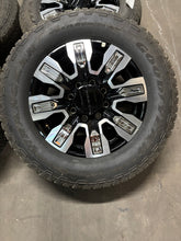 Load image into Gallery viewer, Set of 4 Used &#39;11-&#39;24 GMC Sierra 2500 Black Milled Rims 275/65R20 Goodyear AT LT
