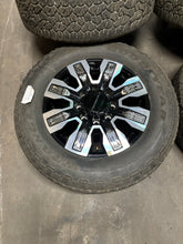Load image into Gallery viewer, Set of 4 Used &#39;11-&#39;24 GMC Sierra 2500 Black Milled Rims 275/65R20 Goodyear AT LT
