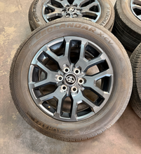 Load image into Gallery viewer, Set of Used 20" '22-'26 Toyota Tundra Dark Charcoal Wheels 265/60R20 Yokohama LT

