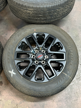 Load image into Gallery viewer, Set of OEM 20" '22-'26 Toyota Tundra Black TRD Rims on 265/60R20 Bridgestone LT
