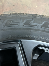 Load image into Gallery viewer, Set of OEM 20" '22-'26 Toyota Tundra Black TRD Rims on 265/60R20 Bridgestone LT
