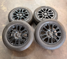 Load image into Gallery viewer, Set of OEM Takeoff '22-'26 Toyota Tundra 20" Black OEM Wheels 265/60R20 Tires LT
