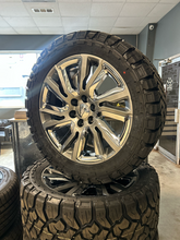 Load image into Gallery viewer, OEM '99-'26 Chevy Silverado 1500 22" Silver &amp; Chrome Wheels 33/12.50R22 RT Tires
