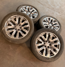 Load image into Gallery viewer, Set of Used 22" '00-'26 GMC Sierra 1500 Silver &amp; Chrome Rims 275/50R22 Tires LT
