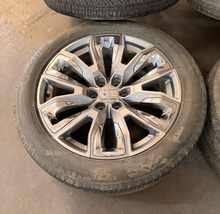 Load image into Gallery viewer, Set of Used 22" '00-'26 GMC Sierra 1500 Silver &amp; Chrome Rims 275/50R22 Tires LT
