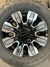 Load image into Gallery viewer, Set of 4 Used &#39;11-&#39;24 GMC Sierra 2500 Black Milled Rims 275/65R20 Goodyear AT LT
