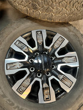 Load image into Gallery viewer, Set of 4 Used &#39;11-&#39;24 GMC Sierra 2500 Black Milled Rims 275/65R20 Goodyear AT LT
