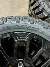 Load image into Gallery viewer, Set of 4 22&quot; Black &#39;11-&#39;25 Chevy 2500 3500 Rims on 35/12.50R22 Trail Grappler MT
