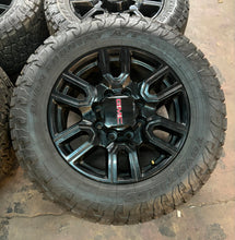 Load image into Gallery viewer, Set of Four Used &#39;11-&#39;25 GMC Sierra 2500 3500 Black Wheels 275/65R20 Toyo AT3 LT
