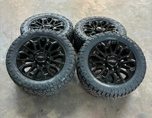 Load image into Gallery viewer, Set of 4 &#39;11-&#39;24 Chevy 2500 3500 22&quot; Black Rims 285/55R22 Nitto Ridge Grapplers
