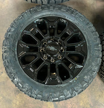 Load image into Gallery viewer, Set of 4 &#39;11-&#39;24 Chevy 2500 3500 22&quot; Black Rims 285/55R22 Nitto Ridge Grapplers
