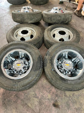 Load image into Gallery viewer, Set of Used &#39;11-&#39;24 Chevrolet 3500 Dually 17&quot; Steel Rims 235/80R17 Michelin LT
