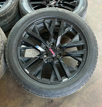 Load image into Gallery viewer, Set of 4 Used &#39;00-&#39;24 Sierra 1500 Tahoe Black Wheels on 275/50R22 Bridgestone LT
