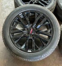 Load image into Gallery viewer, Set of 4 Used &#39;00-&#39;24 Sierra 1500 Tahoe Black Wheels on 275/50R22 Bridgestone LT
