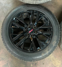 Load image into Gallery viewer, Set of 4 Used &#39;00-&#39;24 Sierra 1500 Tahoe Black Wheels on 275/50R22 Bridgestone LT
