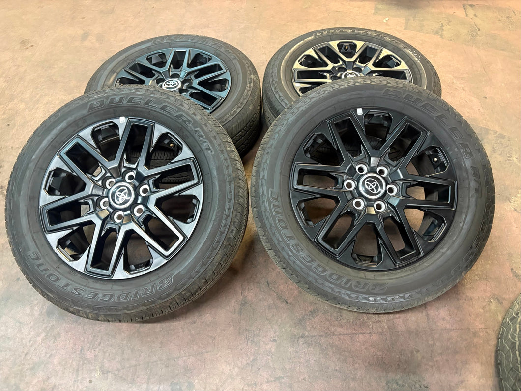 Set of Used '23-'25 Toyota Sequoia Tundra Black Rims 265/60R20 Bridgestone HT LT