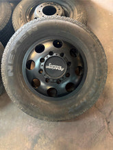 Load image into Gallery viewer, Set of 6 Used American Racing Baja 17&quot; Matte Black Rims 235/80R17 Nexen Tires LT
