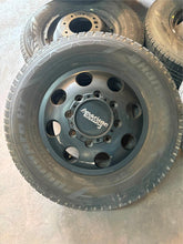 Load image into Gallery viewer, Set of 6 Used American Racing Baja 17&quot; Matte Black Rims 235/80R17 Nexen Tires LT
